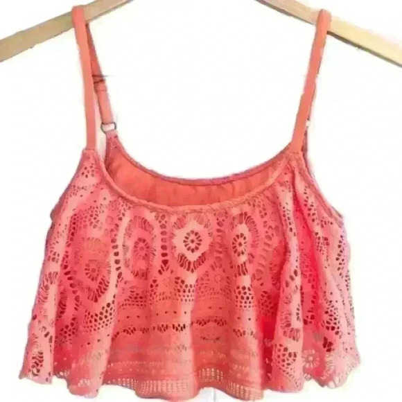 🌈 6/$60 NWT Kenneth Cole Bikini Crochet Adjustable Straps High Cut Melon Medium - Picture 2 of 11